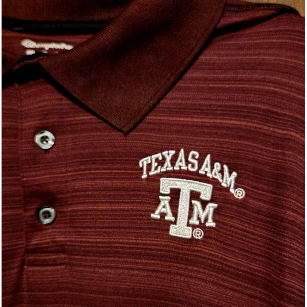 Champion Polo Texas A&M Mens XL Maroon Elite Space‎ Dye Embroidered Logo Golf